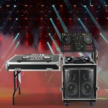 CNCEST 12U PA DJ Rack With DJ Table Top, DJ Work Table, Casters, Pro Tour Grade, Audio Rack/Road Case Vertical Rack Recording Studio Cabinet Racks For DVD Players, DJ Signal, 25.3*21.5*27.4in - Black - View 5
