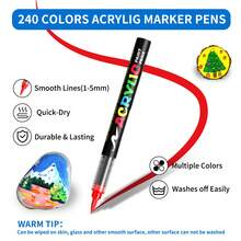 1pc Direct Liquid Soft Tip Acrylic Marker Pen 240 Color Set, Non-Transparent Watercolor Brush Pens For Art Students, DIY Crafts, Calligraphy, Scrapbooking, Handwriting, Card Making, Black Card Paper, Stone Painting, Christmas Decoration, Wood, Plastic, Canvas, Suitable For Students And Office Workers