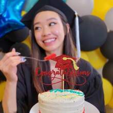 Congratulations 2025 Graduation Cake Topper,Congrats Grad Cake Decor - 2025 High Schoolsss; College;Senior Graduation Party Decorations Supplies (Red Gold){Inchcolor_nameinch:InchRedGold(1)Inch} - 紅金(1) - 查看 6