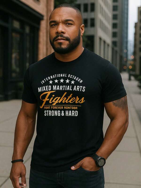 Camiseta Camisa Masculina Pontobr Fighters Manga Casual Basica Curta Estampada Malha 100% Algodão