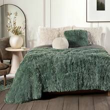 cobertor super grueso everest reverso borrega Matrimonial xl jumbo vianney pelo alto invierno cálido, cobija invierno premium, manta matrimonial gruesa, textil cálido moderno, cobertor jumbo pelo alto - Verde - Ver 2