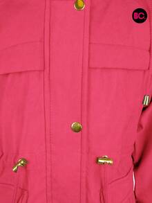 Little Big City abrigo para niña invierno con gorro afelpado, forro suave tipo peluche, cierre frontal y botones dorados, abrigo térmico casual elegante con ajuste en cintura y bolsillos – colores camel, fiusha, marino, negro y verde militar - Rosa - Ver 11