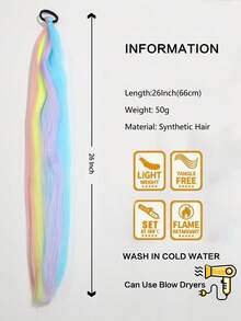 26Inch Synthetic Long Jumbo Ombre Braiding Hair Extension Color Hairpiece For Kids Elastic Rubber Band Hair Accessories 1pc