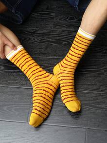 3 Pairs Novelty Sushi Themed Mid-Calf Socks Gift Box, 2026 Spring/Summer New Unisex Sports Socks, Imaginative Food-Inspired Creative Design, Knitted Fabric, Tall & Thick Soft Comfortable, Perfect For Easter/Birthday/Thanksgiving/Halloween/Christmas/Carnival/Valentine's Day/Family Gathering/Party, Quirky Abstract Daily Casual Wear - Multicolor - View 8