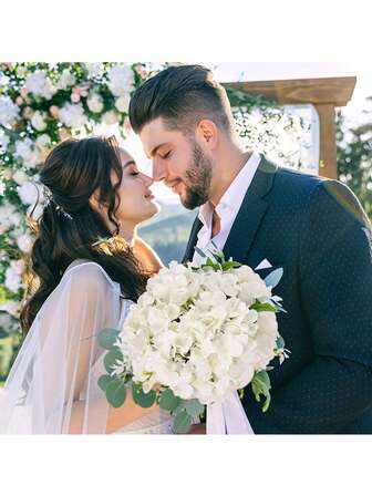 48/60 piezas Flores artificiales de Hortensia, Flores de Hortensia falsas, Cabezas de flores artificiales con tallos para decoraciones de hogar, boda y fiesta, decoración de guirnaldas, decoración de ramos de novia, decoración de arreglos florales DIY, Día de la Madre, Cumpleaños, Regalo, Graduación (Blanco)