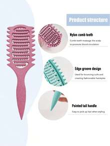 1 Brand New Upgraded Curling Comb Hollow Comb, Using Special Bristles And Structure, Suitable For All Hairstyles, Reducing Hair Loss, Pulling And Splitting, Suitable For Both Men And Women, Can Easily Create Curly Hair Styling, Hair Care Products, Suitable For Hair Salons, Daily, Back To School, Travel Essentials And Other Occasions - Multicolor - View 5