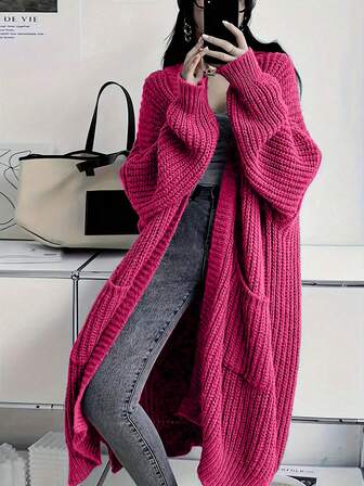 Plus Size Solid Color Casual Cardigan, Fashionable For Everyday Wear