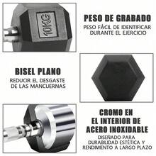 Mancuerna Hexagonal De Hierro Fundido Duradera De 2.5-25 Kg Con Revestimiento De Goma Para Gymnasio En Casa Con Mango Ergonómico, Estable Y Versátil - 10公斤 x2 - 查看 4
