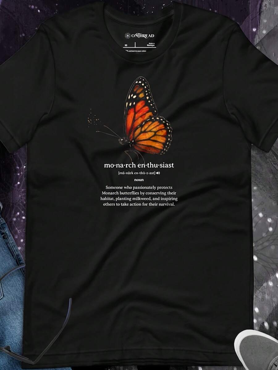 Monarch Enthusiast Definition Tee For Butterfly Conservation Lovers,This Fun Printed Casual T-Shirt Is The Perfect Gift For Valentine's Day/Christmas - 款式23 - 查看 1