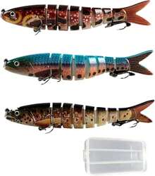 3PCS Señuelos de Pesca, Curricanes de Pesca, Cebo Biónico Multiarticular, Like Natación como Pescado. Señuelos de Pesca para Lobina, Adecuado para Aguas de Agua Dulce y Marina - 3 - Ver 2