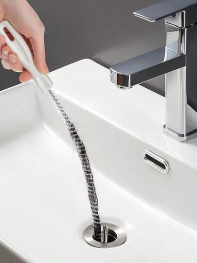 1pc Flexible Drain Pipe Brush, Drain Cleaning Tool, Bathroom Accessory Drain Pipe Unclogging Tool, Sink Overflow Cleaning Brush, Household Drain Hair Catcher