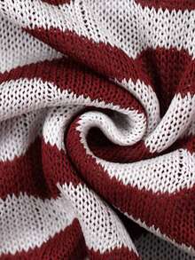 Knit Mix Women's Knit Set Casual Elegant Striped Collar Top And Long Pants Two Pieces Back To School Autumn Winter Fall Women Clothes,Suitable For Christmas, Thanksgiving, And New Year (Random Stripe Pattern)