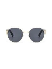 1 Cặp kính gọng tròn kiểu retro dành cho nữ, thời trang cho các chuyến đi chơi gia đình, du lịch, đi biển, lễ hội âm nhạc và sử dụng hàng ngày, thích hợp cho mùa thu/đông. - màu xám đen - Xem 4