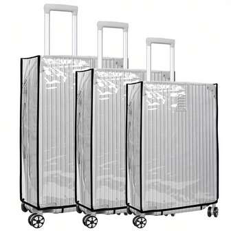 1pc Or 3pcs High-Strength Premium PVC Suitcase Cover, Multiple Options, Transparent Design, With Extendable Handle Cover-Scratch-Resistant Travel Luggage Cover, Suitable For Most Sizes, Dustproof And Shockproof With Reinforced Edges | An Ideal Choice For Travel Enthusiasts