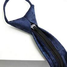 Set Of 4 Imported Men's Semi-Slim Ties With Knot And Adjustable Zipper, Formal - 黑色/灰色/紅色/酒紅色 - 查看 9