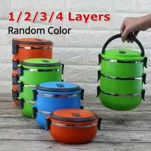1/2/3/4 Layer Portable Stainless Steel Thermal Insulated Lunch Box Food Container Round Color Random - Random - View 3