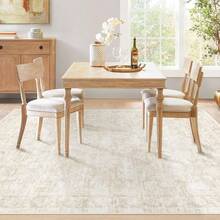 8x10 Area Rugs Living Room: Washable Large Vintage Floral Rug Low Pile Non - Slip Boho Carpet Bedroom Dining Home Office Beige, 8'x10' - Màu be + 5' x 7' (Hình chữ nhật) - Xem 6