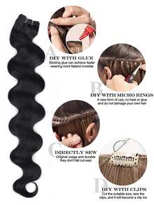 3 Packs 22 Inch Blended Hair Body Wave Bundles Hair Unprocessed Bundle Hair, Natural Black Long Curly Wave Hair Extensions Quick Weaves Remy Double Weft Water Wave Bundles For Women - S1 - View 9