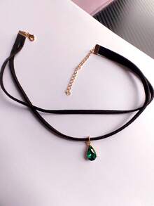 1pc Halloween Rhinestone Velvet Necklace