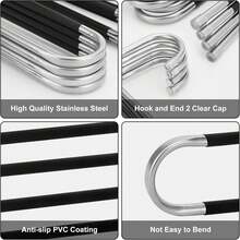 6-Pack Stainless Steel Non-Slip Clothes Hangers & Trouser Hangers: Space-Saving, Multi-Purpose S-Shaped Wardrobe Organizer, Suitable For Trousers, Jeans, Scarves, Towels, Leggings, Etc. - Silver - View 5