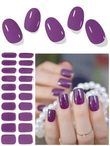 Adesivos de gel semi-curados para unhas | Adesivos de gel para unhas que requerem lâmpada UV | Qualidade profissional, fáceis de aplicar e remover (cor sólida transparente) - Multicolorido - Ver 19