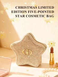 Christian Dior 2025 Limited Edition Christmas Shiny Gold Star Shaped Woven Cosmetic Bag, Creates Dazzling Dreamy Effect - Gold - View 5