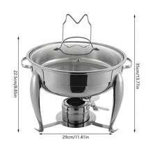 DONSU Runder 4-Liter-Chafing-Dish-Buffetwärmer aus Edelstahl mit Glasdeckel, Brennstoffhalter, Abtropfschale und abnehmbaren Pfannen