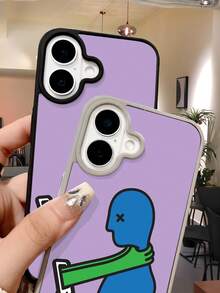 For IPhone 17ProMax 17Air 17 17pro Magnetic Case Blue Figure With Phone's Arm Abstract Satirical Vibe Phone Case Anti-Slip  Design Shockproof&Scratch-Resistant Full Protective Phone Cover For IPhone 16 15 14 13 12 11 ProMax Plus Pro X/XS Xsmax For Samsung For Galaxy S22 S23 S24 S25 Plus Ultra FE Case For Women Men - White - View 6