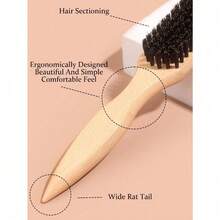 1pc Boar Bristle Slick Back Hair Brush For Sleek Ponytail Bun & Smoothing Baby Hairs, Flyaways, Edge Control - Backcombing & Teasing Hairbrush With Wide Rat Tail For Sectioning & Parting ,Hair Styling Tools