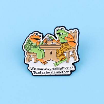 1pc Frog Cartoon Slogan Brooch, Unisex Enamel Lapel Pin, Unique Accessory For Bags And Clothes