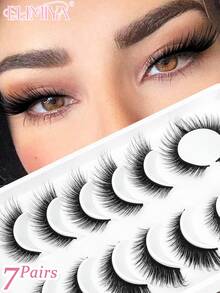 7 pares de pestañas postizas de visón falso de ojos de zorro, pestañas postizas naturales y completas, esponjosas y delgadas para uso diario, esenciales de viaje, herramientas de maquillaje para extensión de pestañas