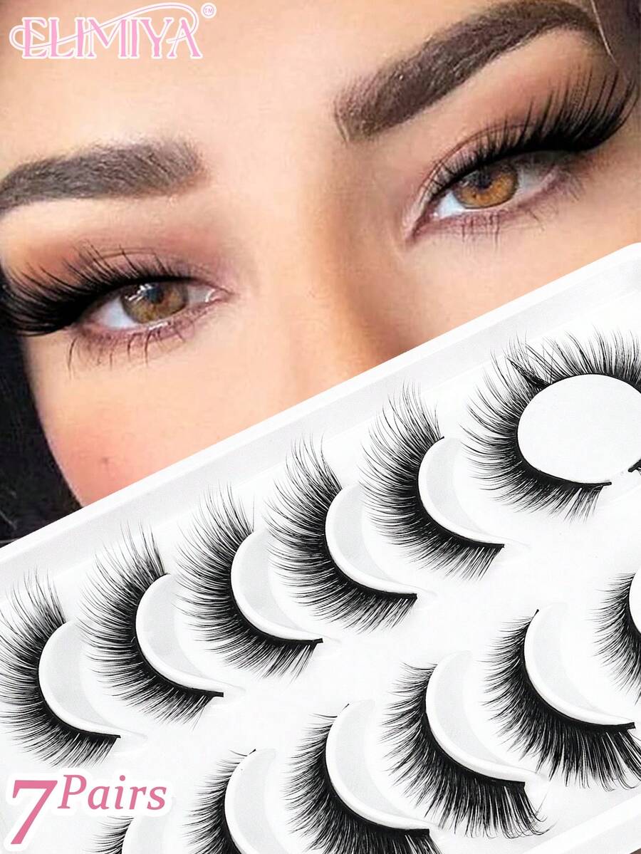 7 pares de pestañas postizas de visón falso de ojos de zorro, pestañas postizas naturales y completas, esponjosas y delgadas para uso diario, esenciales de viaje, herramientas de maquillaje para extensión de pestañas