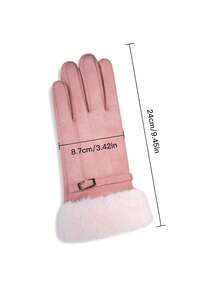 1 Pair Of Cartoon-Print Women's Thermal Lined Gloves, Featuring A Cute Style With A Thermal Lined Split-Finger Design, Perfect For Winter Warmth And Fashionable Outfits.