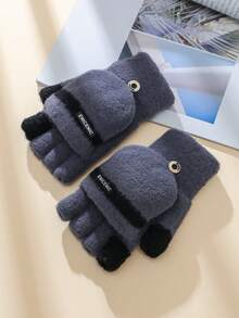 1 par de guantes sin dedos convertibles de punto, guantes de dedo medio forrados para estudiantes que escriben, jóvenes con pantalla táctil, oficina, a prueba de frío, ciclismo al aire libre, guantes 2 en 1 para el atuendo de Acción de Gracias, Navidad, invierno, mujer+equipo de invierno+guantes de oso+Navidad