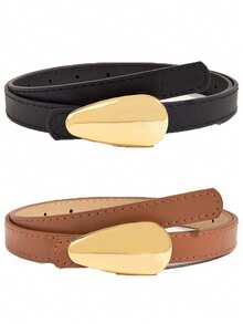 1/2pcs Women's Belt New Alloy Buckle Korean Versatile Fashion Decoration Jeans Retro Small Trousers Women's Belt - Multicolor - View 6