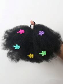 1 kẹp tóc hoa cho bé búi tóc Afro phồng mềm mại Marley Kinky cho bé gái kèm thun co giãn - màu đen - Xem 14