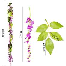 1/80pcs Artificial Wisteria Silk Hanging Flower Garland, Suitable For Home Garden Outdoor Ceremony Wedding Arch Floral Decor, Backdrop Wall Decor, DIY Wreath Materials, Wedding Car Decor, Doorway Decor, Bedroom Decor, Outdoor Decor, Garden Decor - Purple - View 2