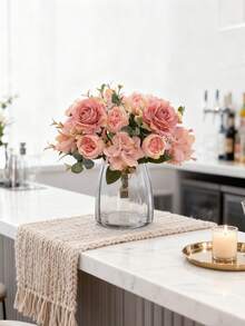 80pcs/Set Artificial Rose Flower Bouquet, Suitable For Birthday Party Decor, Wedding Flower Basket, Bridal Bouquet, Home Decor, Restaurant, Bedroom, Windowsill, Vase Decor, New Year Decor, Outdoor Garden, Back To School, Spring Decor, DIY Wreath Materials, Birthday Party Decor, Home Decor Accessories, Valentine's Day, New Year Gift - Pink - View 8