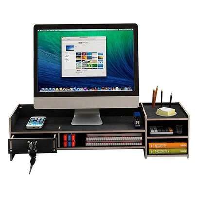 Wooden Monitor Stand Riser With Storage �C Ergonomic Desktop Shelf For Computer, Laptop, Printer �C Detachable Monito...