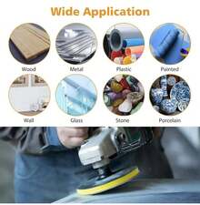 discos de lijado angular, discos de papel con almohadilla de respaldo de gancho y bucle y adaptador de taladro, kit de lijado para herramientas, accesorios de carpintería y reparación, discos abrasivos universales - 04253 - Ver 5