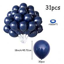海军蓝气球套装 - 18/12/10/5 英寸深蓝色乳胶气球拱门花环，不同尺寸组合装，适用于生日、毕业典礼、性别揭晓派对、父亲节、独立日、棒球派对、退休派对、派对装饰用品 - 海軍藍 - 查看 17