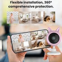 4MP HD Fotocamera con design carino di coniglio, audio bidirezionale, rilevamento del movimento, riconoscimento delle scene AI, WiFi 2.4GHz, adatta per la domestica, monitoraggio dello smartphone, fotocamera per animali domestici (fotocamera per gatti/cani) con video e audio, telecamera di sorveglianza - Rosa - Visualizzare 7