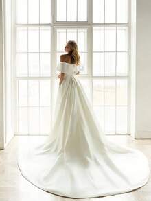 Elegant Sexy Off Shoulder Mermaid Wedding Dress Registry Office Dresses Bridal Fashion,Evening Party Dress Birthday Party Dress Country Wedding,Romantic Church Ceremony Wedding Dress,Suitable For Wedding,Dating,Party,Singles' Party,Vacation,Formal Occasions,Dinner Dress,Prom Dress,Homecoming Dess,Cocktail Party,Wedding Guest Dress,Graduation - 白色 - 查看 4