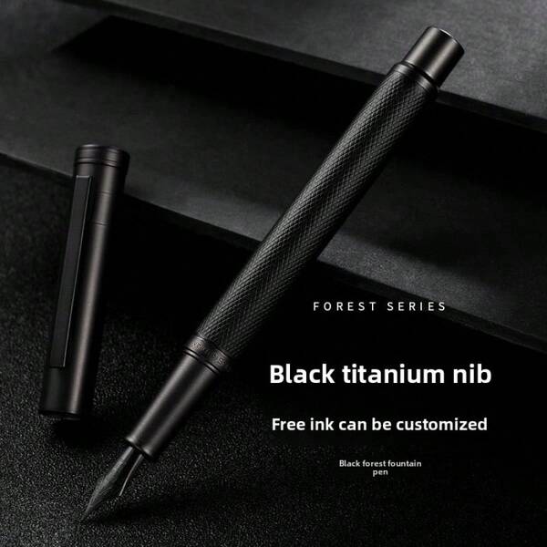 1 Set Pen - High Quality Titanium Alloy Nib, Smooth Writing, Durable Metal Body, Ambidextrous Design, Quick-Drying Ink, Suitable For Office And School Supplies, School Writing Tools | Samurai Theme | Detachable Cap
