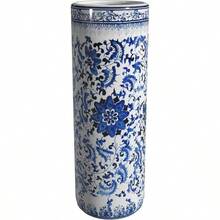 Elegant 24inch Floral Blue And White Porcelain Umbrella Stand For Indoor Entryway Or Hallway Stylish And Functional Decorative Storage Solution With WeatherResistant Design For Home Or Office Use - 花卉藍色白色 - 查看 1