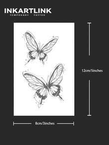 INKARTLINK Aquarell Schmetterling Temporäre Tattoos | 15 Tage haltbar | Vielseitiger Fake Tattoo | Wasserfest Schweißfest Modischer Aufkleber | Feenartiger Körperkunst | Ideales Valentinstags Geschenk für Frauen - Schwarz - Übersicht 4