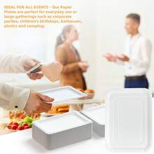 10/20pcs White Paper Party Plates, Light-Weight Rectangle Dinner Plates, Disposable Platters Serving Dish, Large Serving Tableware Food Trays For Cookie Cake Dessert Snack Appetizers Holiday Picnic Party Supplies Birthday﻿