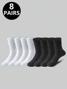 2/5/6/8 Pairs Men's Mid-Calf Socks, Casual Minimalist, Suitable For Couples, All Seasons - Multicolor - View 1