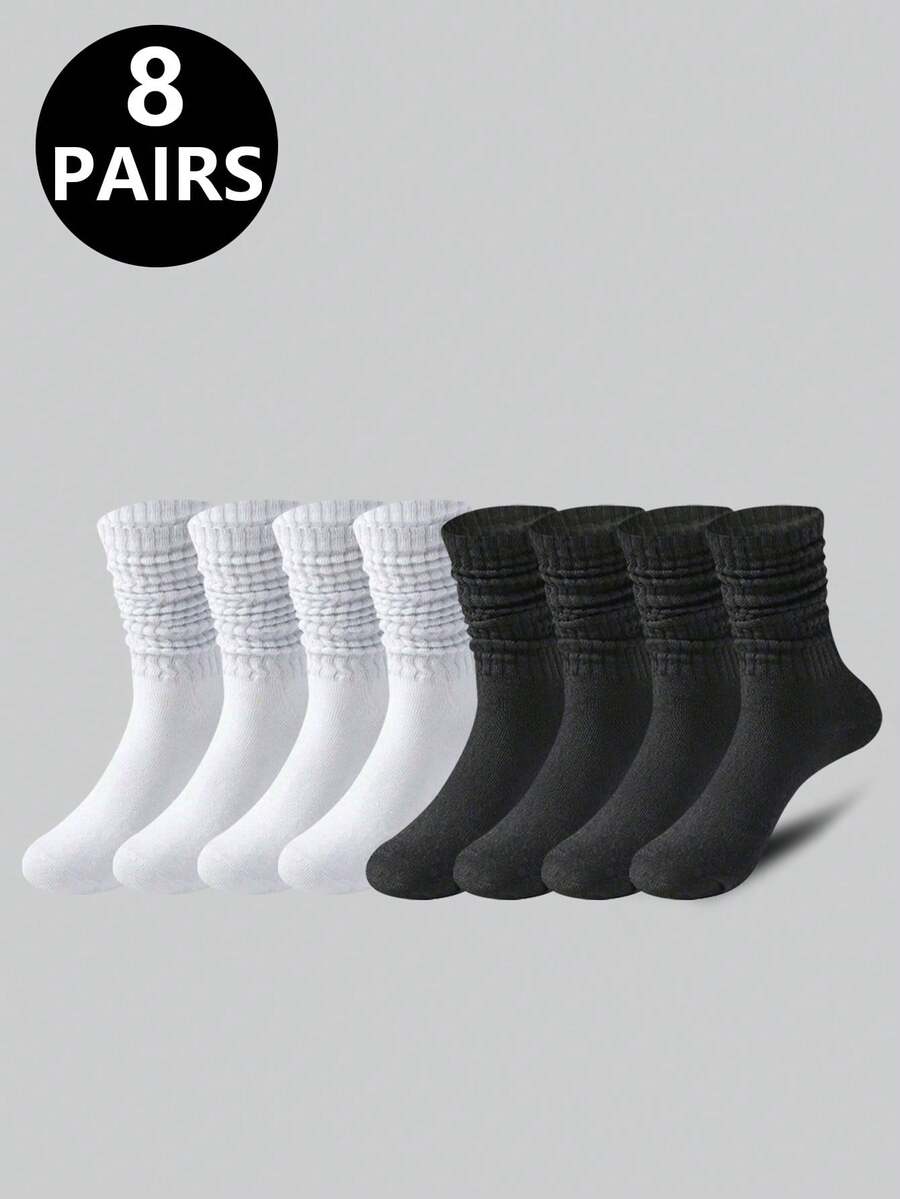 2/5/6/8 Pairs Men's Mid-Calf Socks, Casual Minimalist, Suitable For Couples, All Seasons - Multicolor - View 1