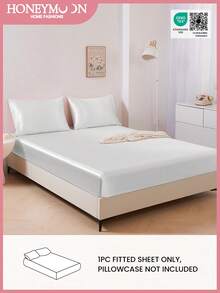 1件白色奢华丝滑缎面床笠，适用于15-17英寸厚的床垫，柔软透气，抗皱，提升睡眠质量，优雅酒店风格，全包式松紧带，深口袋设计，适用于单人床、双人床、大号床、特大号床。适用于家庭和宿舍床上用品，通过Oeko-Tex认证。 - 白色 - 查看 2